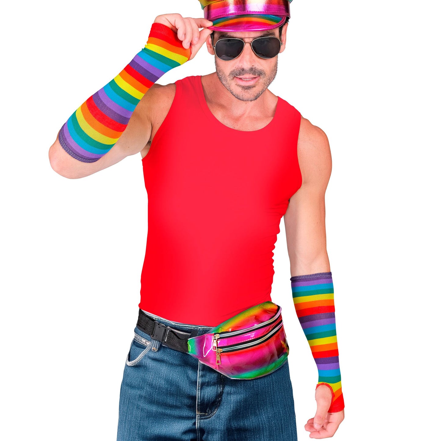 "FINGERLOSE REGENBOGEN HANDSCHUH" 33 cm – Ansicht 4