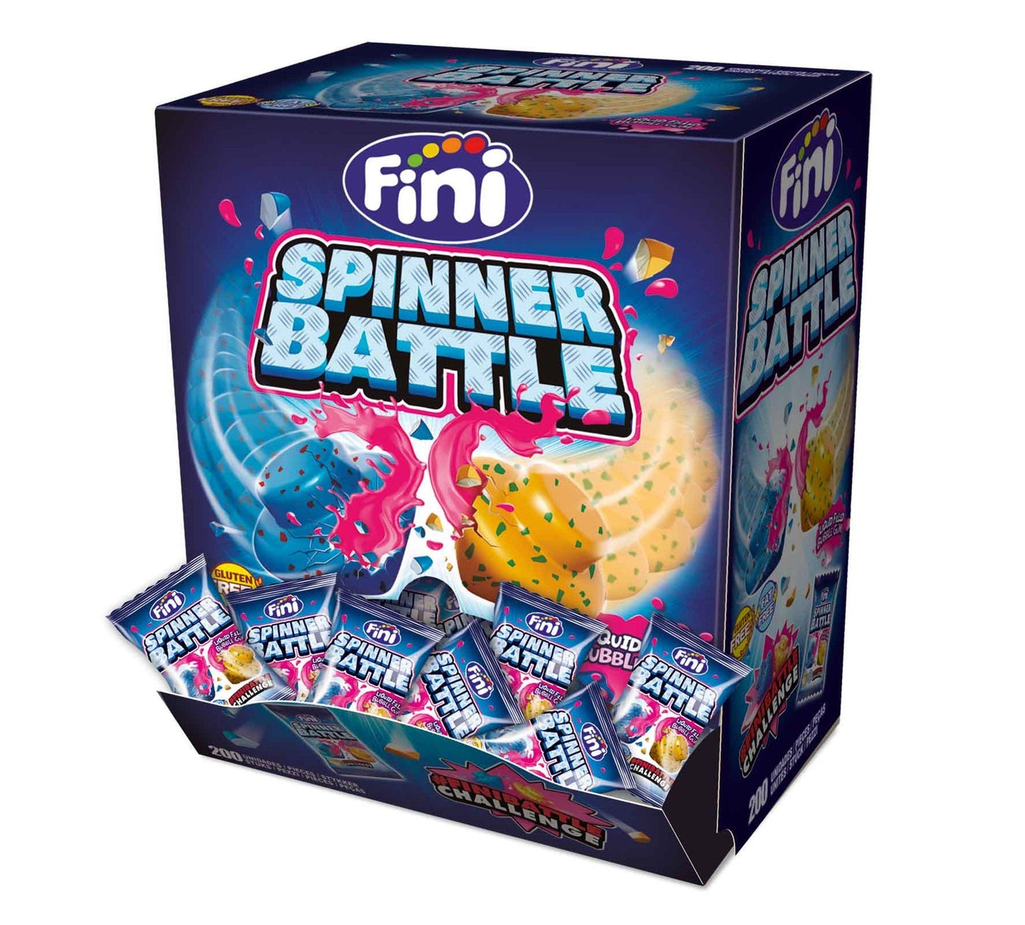 Fini Spinner Battle Gum 200er - Kaugummi einzeln verpackt mit flüssigem Kern – Produktansicht