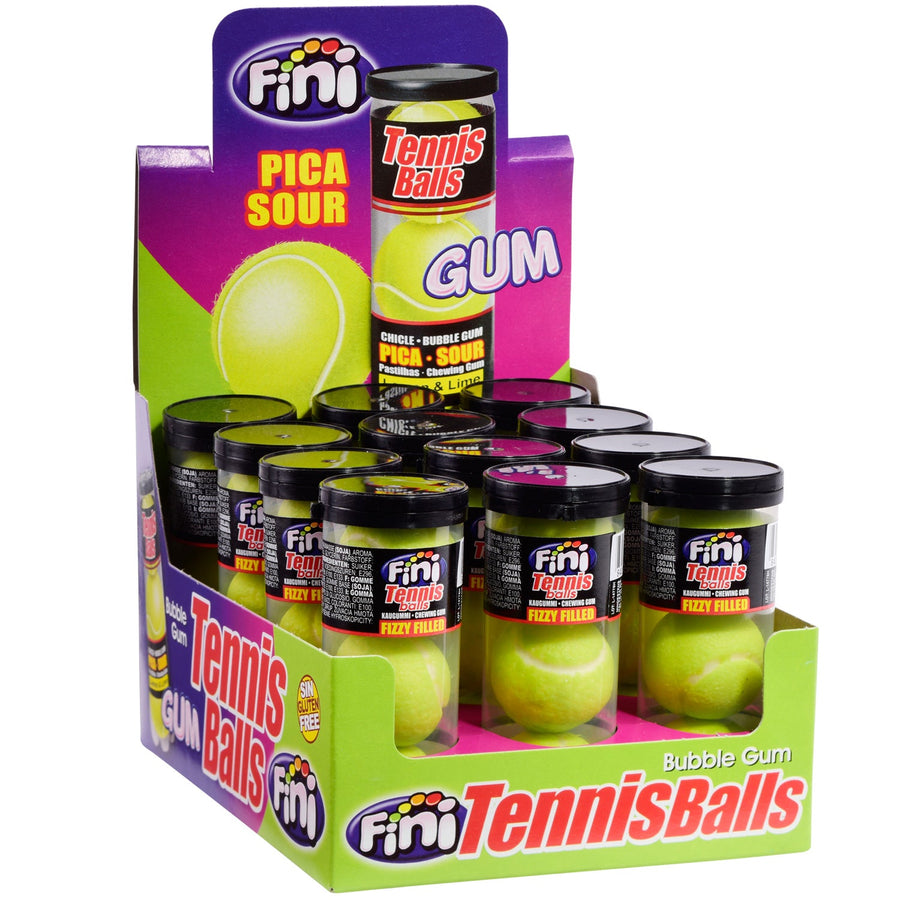 Fini Tennis Balls Fizzy 3er Kaugummi in Tennisball Form mit flüssiger Füllung – Detailansicht