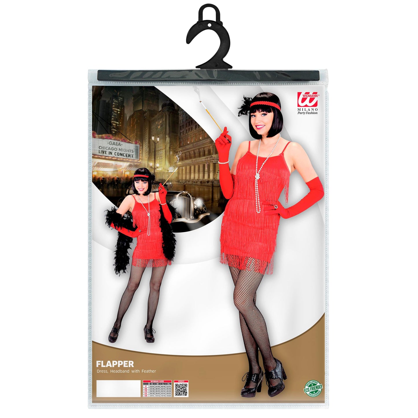 "FLAPPER" rot - (Kleid, Stirnband mit Federn) – Ansicht 4