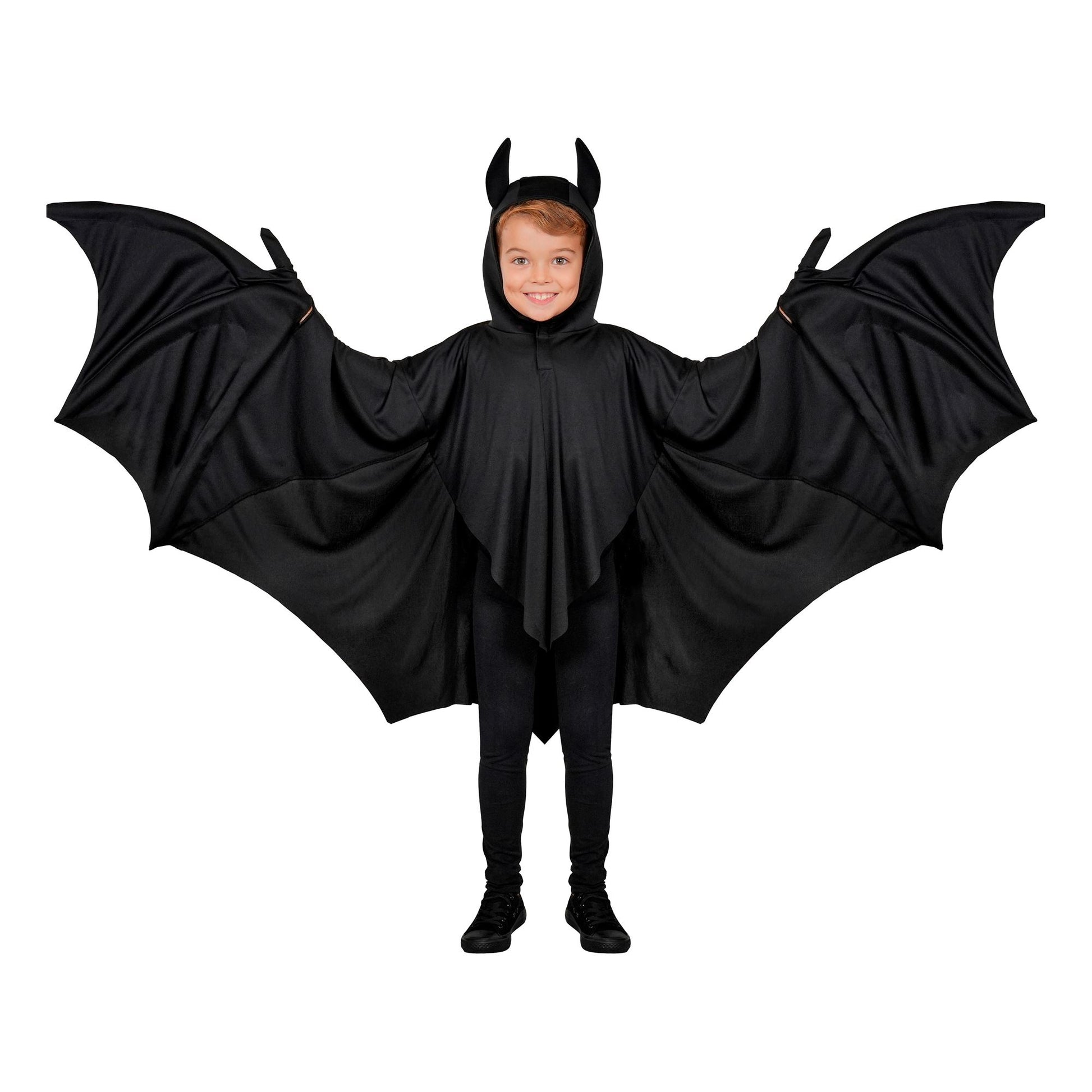 "FLEDERMAUS" (Umhang mit Kapuze und biegbaren Flügeln) – Vorderansicht