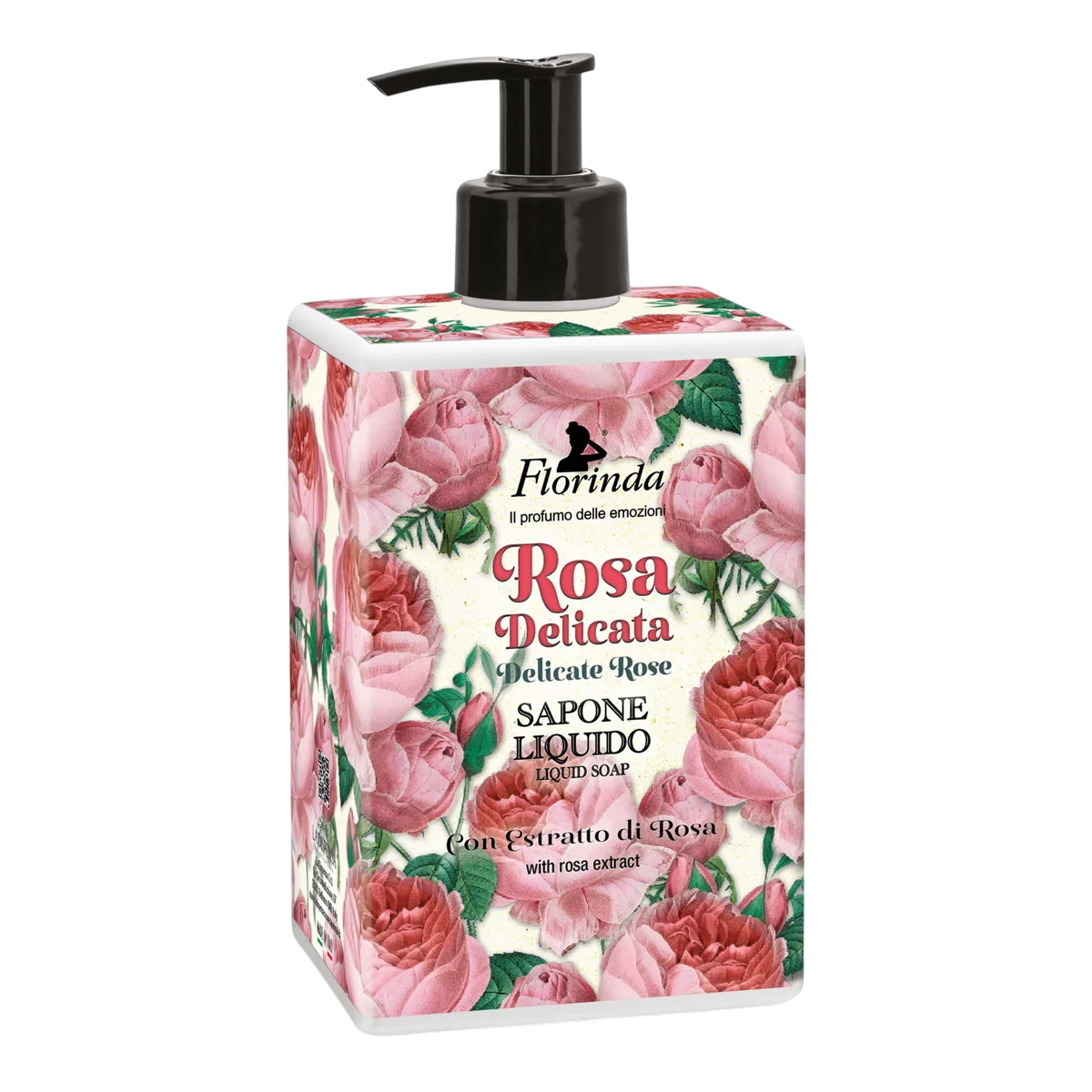 Florinda, Rosa Delicata, Cleansing & Softening, Flüssigseife, Hands & Face & Body, 500 ml