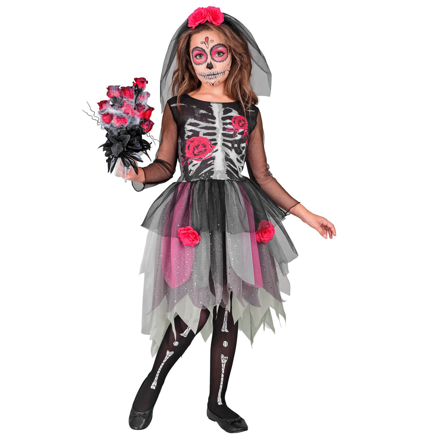 "FLOWER SKELETT GIRL" (Kleid, Haarreif) – Detailansicht