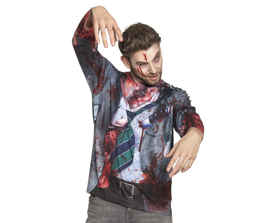 Boland Kostümoberteil Zombie Freak Herren Kostümshirt Fotorealistisches Design M-XL