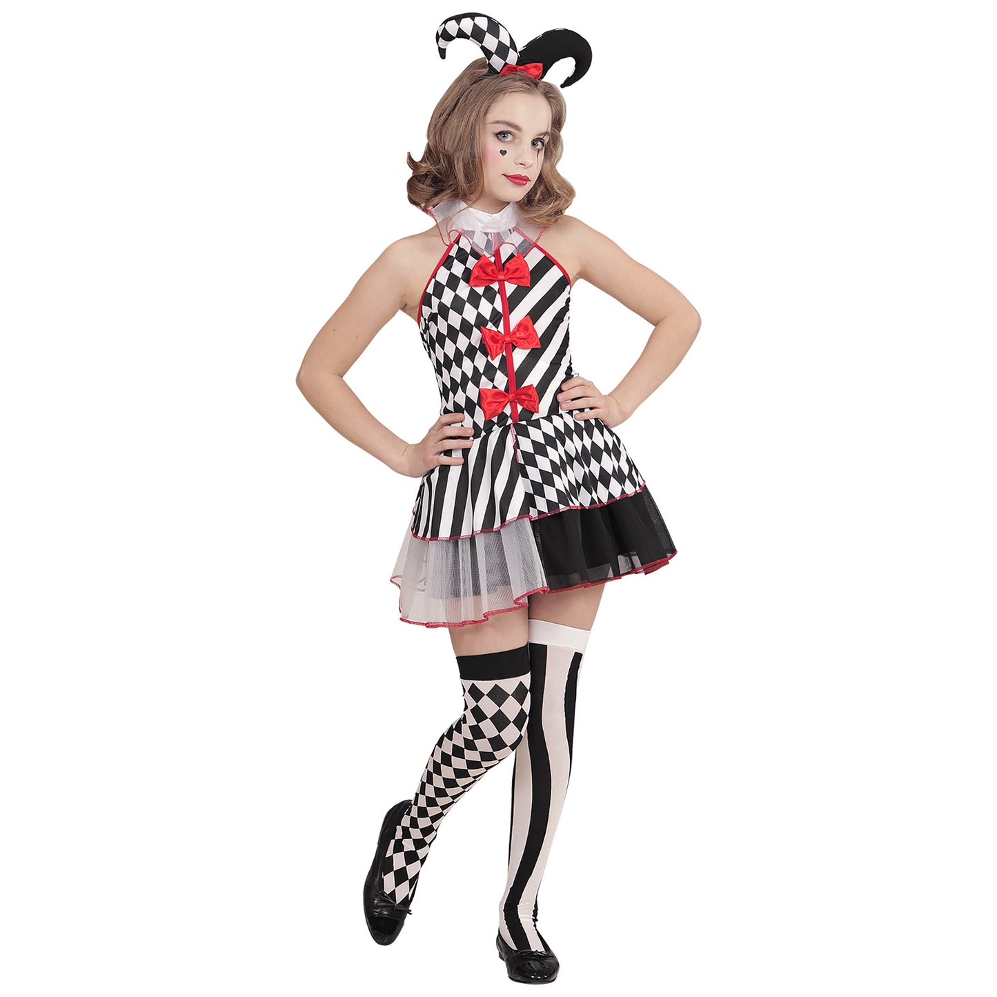 "FRÄULEIN HARLEKIN" (Kleid, Minihut) – Detailansicht