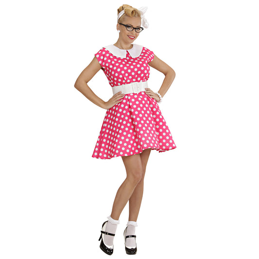 "FRAU DER 50er JAHRE MIT PETTICOAT" rosa (Kleid, Gürtel) – Vorderansicht