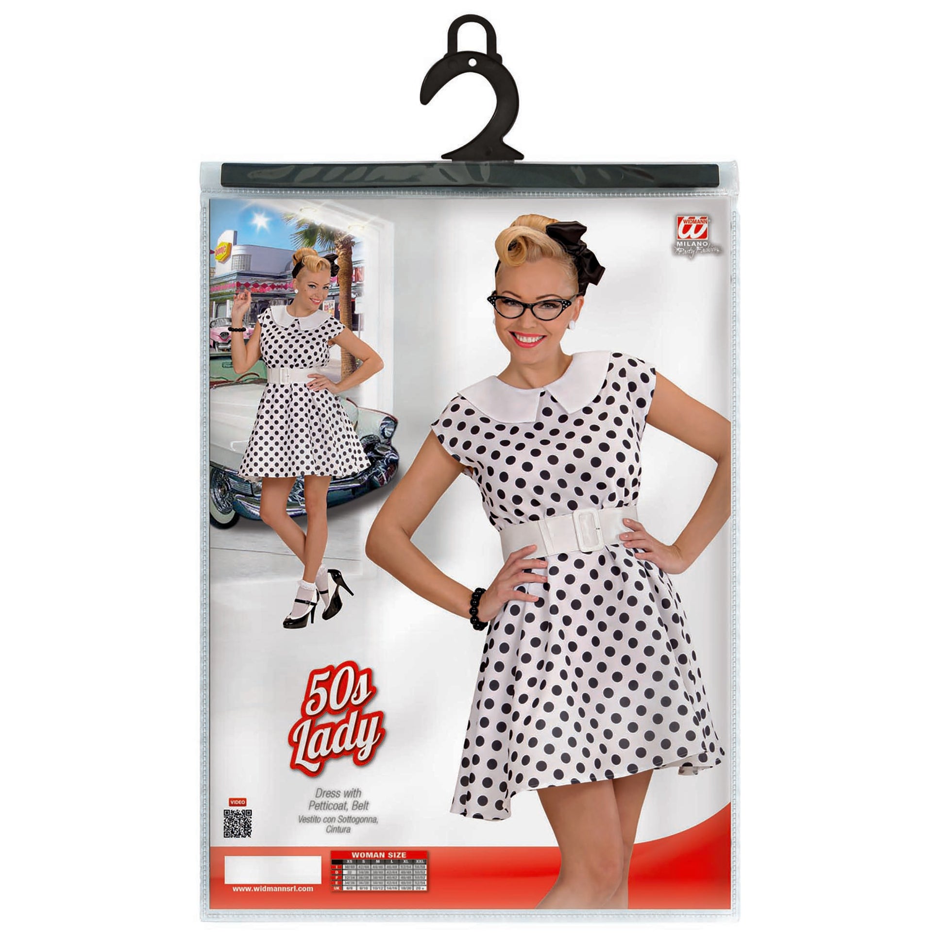 "FRAU DER 50er JAHRE MIT PETTICOAT" weiß (Kleid, Gürtel) – Ansicht 3
