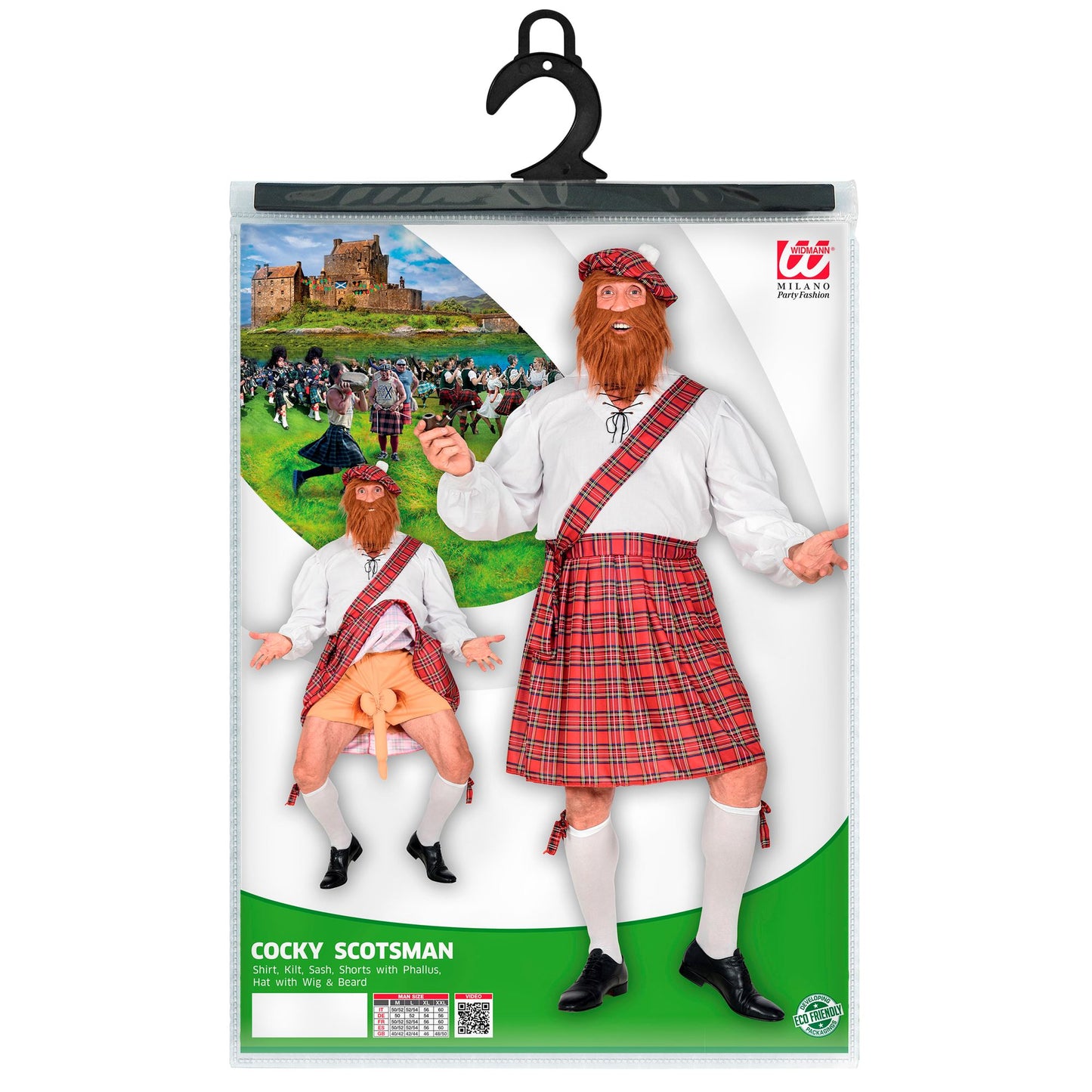 "FRECHER SCHOTTE" (Hemd, Kilt, Schärpe, kurze Hose mit Glied, Mütze mit Bart) – Ansicht 5
