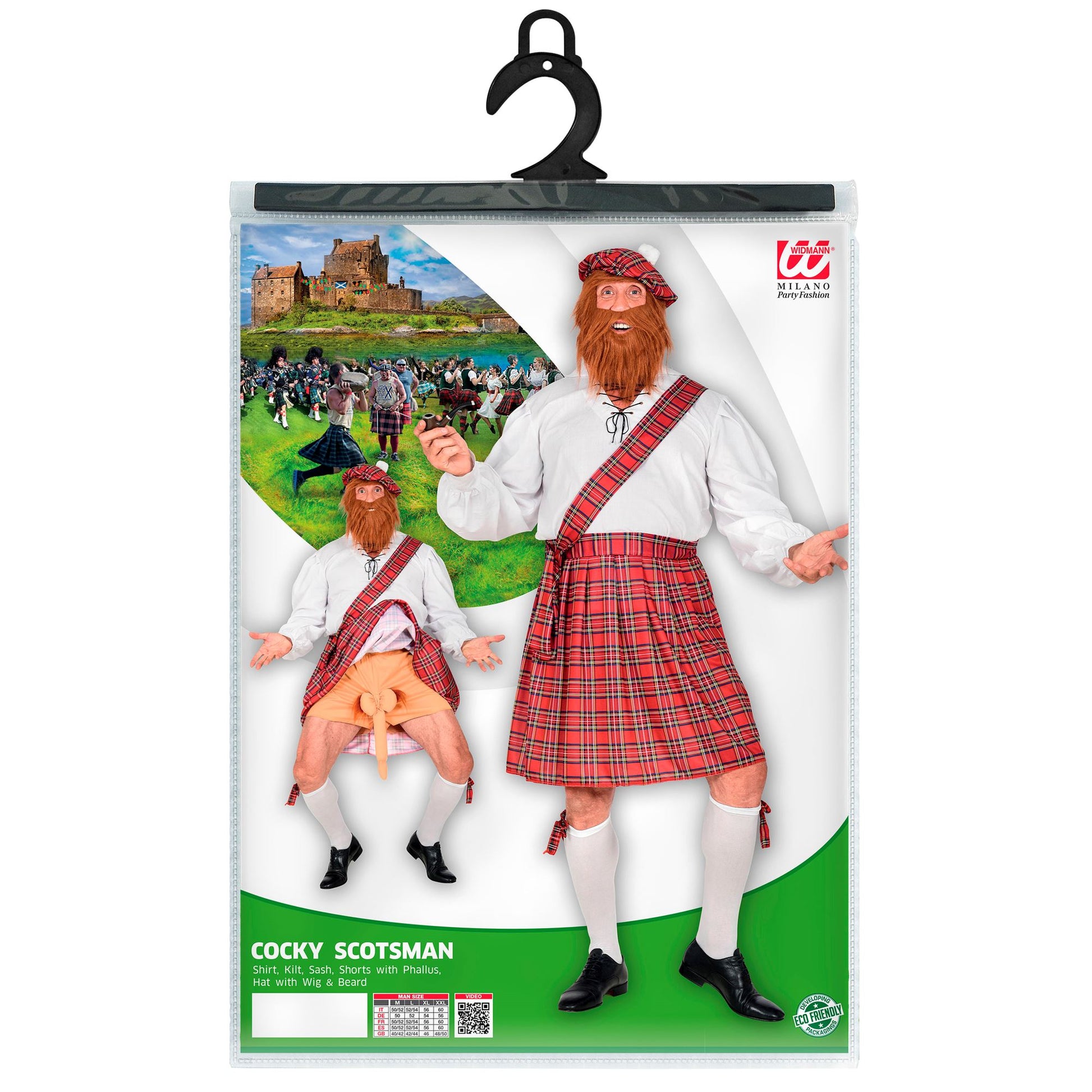 "FRECHER SCHOTTE" (Hemd, Kilt, Schärpe, kurze Hose mit Glied, Mütze mit Bart) – Ansicht 5