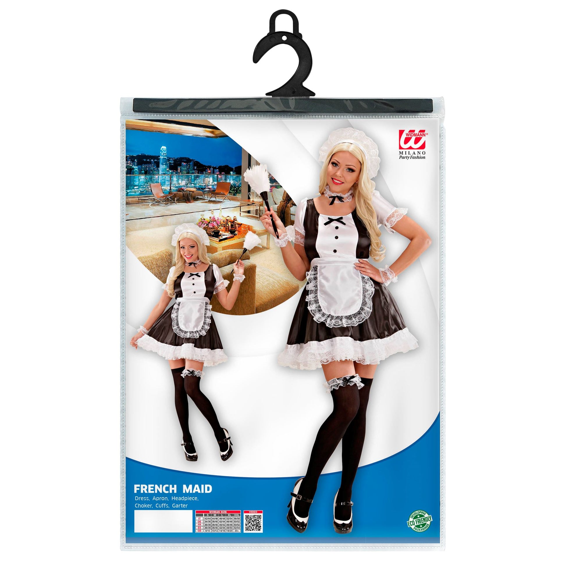 "FRENCH MAID" (Kleid, Schürze, Kopfbedeckung, Halskette, Manschetten,Strumpfband) – Ansicht 4