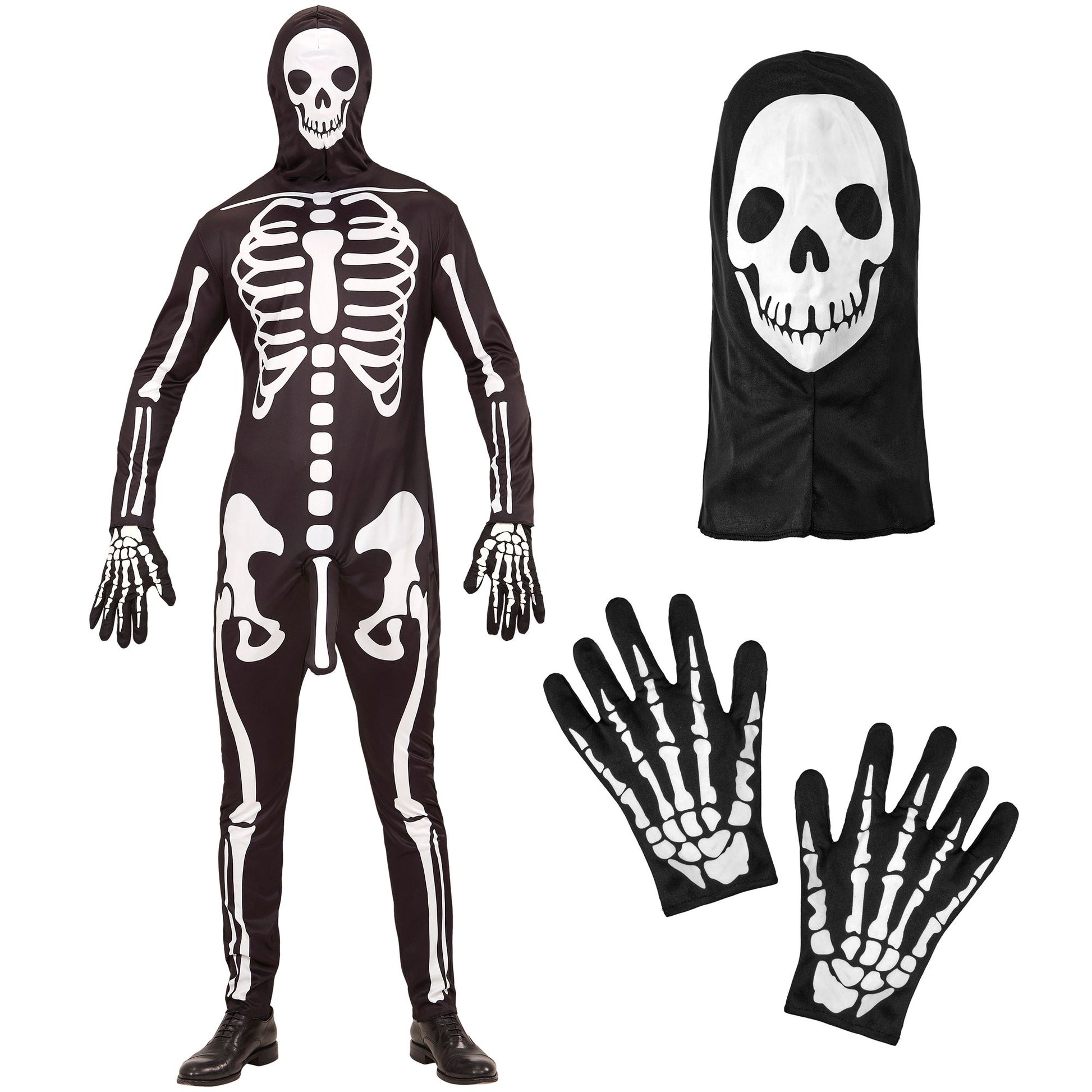 "FRIVOLES SKELETT" (Overall, Handschuhe, Maske) – Detailansicht