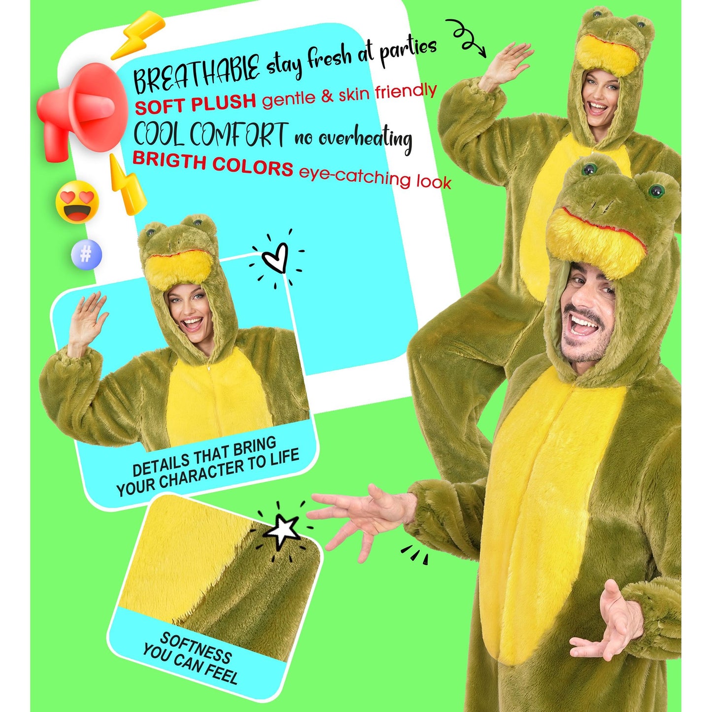 "FROSCH EXTRA WEICHES PLÜSCHKOSTÜM" (Overall mit Kapuze) – Ansicht 7