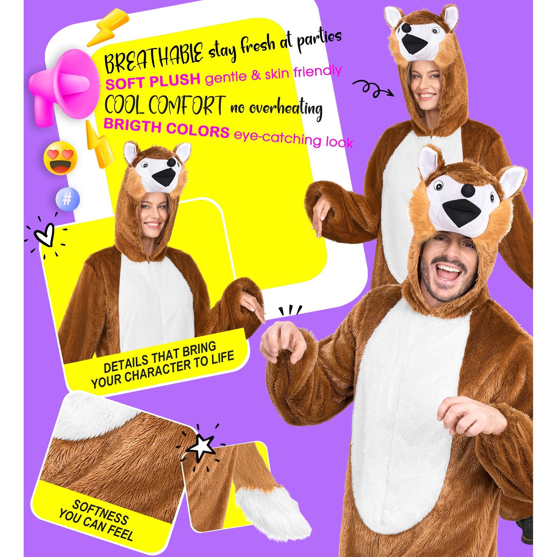 "FUCHS EXTRA WEICHES PLÜSCHKOSTÜM" (Overall mit Kapuze) – Ansicht 7