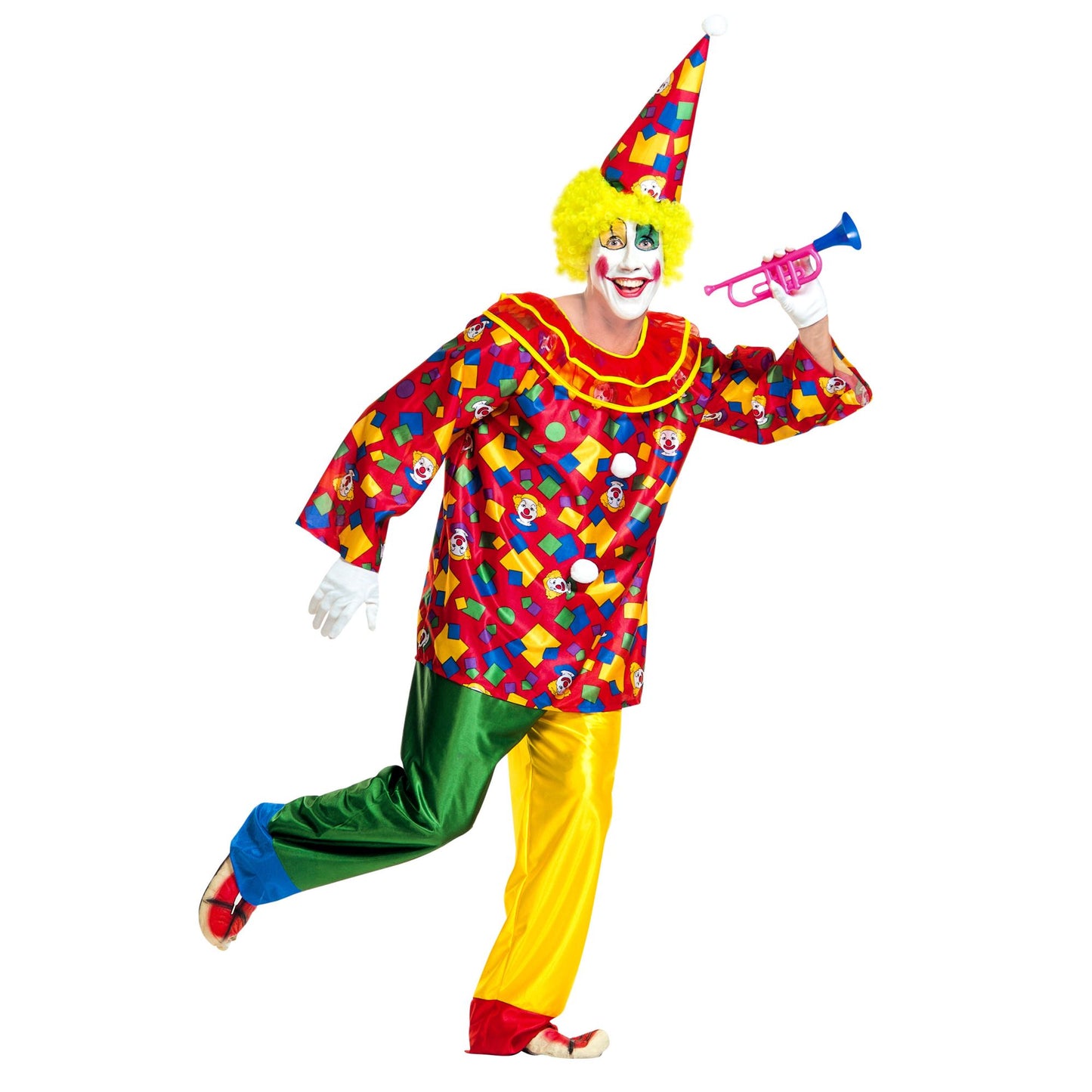 "FUNNY CLOWN" (Oberteil mit Kragen, Hose, Hut) – Vorderansicht