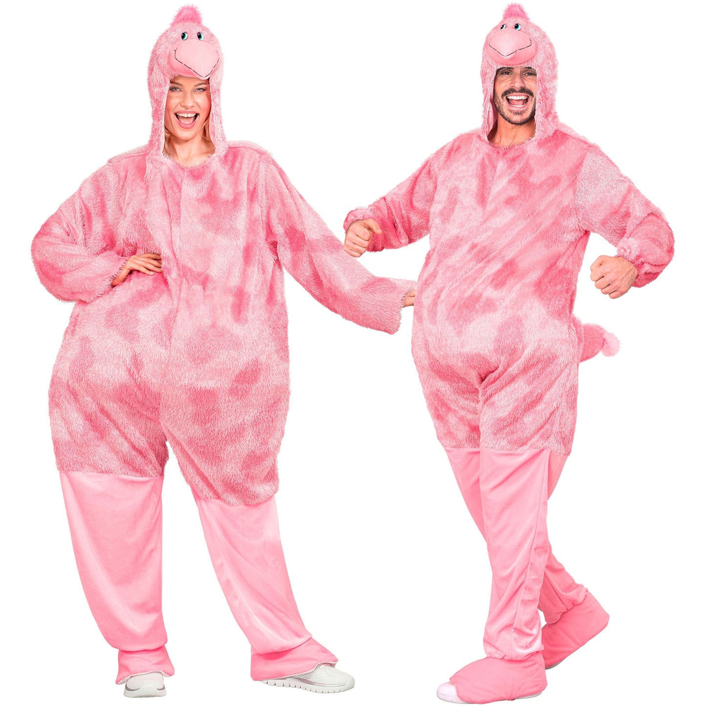 "FUNNY FLAMINGO" (Overall mit Kapuze und Kopf) – Vorderansicht
