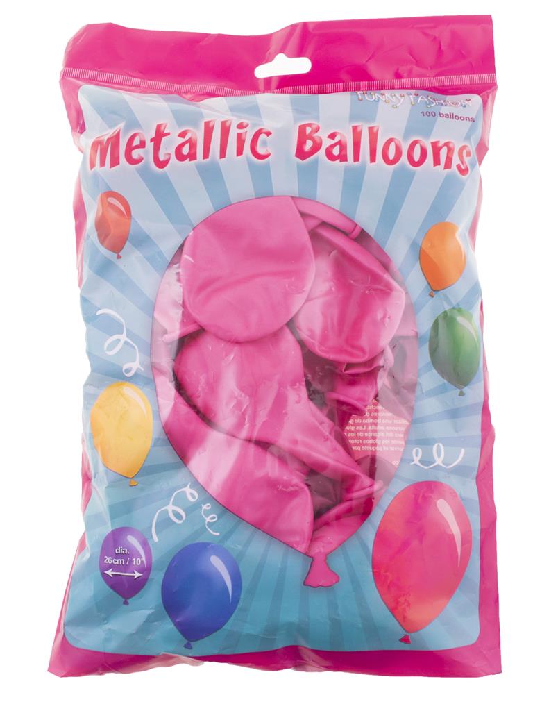 Latexballons Metallic Pink 27cm – 100 Stück von FunnyFashion - Fasnacht24.ch