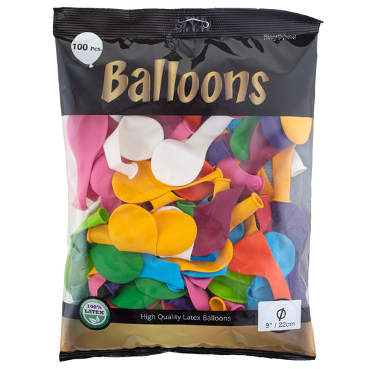 Latexballons 100er Pack – FunnyFashion Bunte 23cm Ballons - Fasnacht24.ch