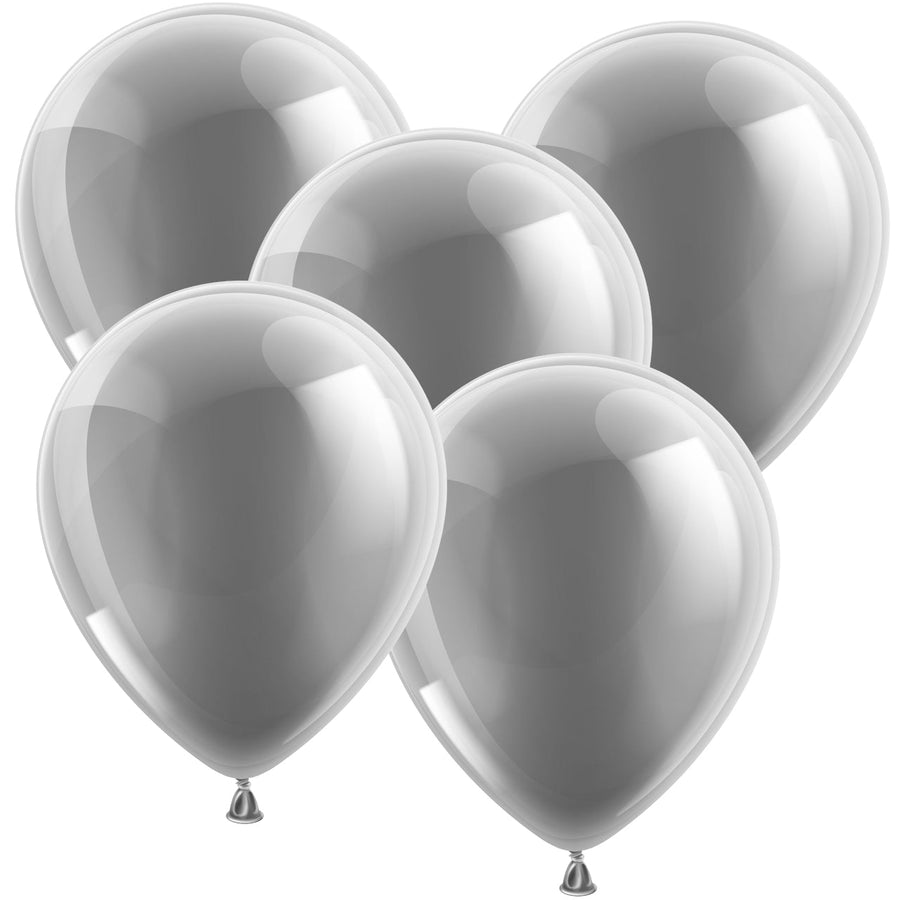 FunnyFashion Latexballons Silber Metallic 26cm 100er Pack Partydeko Produktbild – Detailansicht