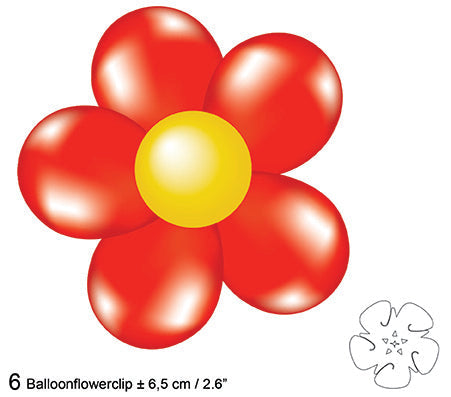 FunnyFashion Ballonclips 6 Stück für blumenförmige Ballondekoration – Produktansicht