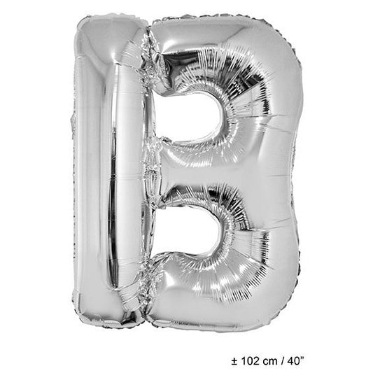 FunnyFashion Silber Folienballon Buchstabe B – 102cm Riesenballon - Fasnacht24.ch