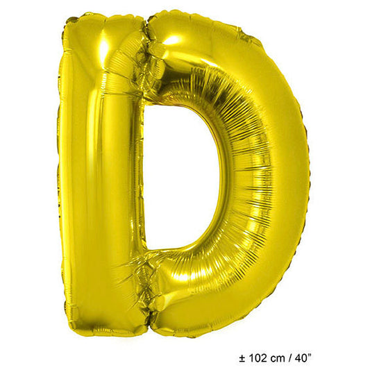 FunnyFashion Folienballon D Gold – 102 cm Riesen Buchstabenballon - Fasnacht24.ch