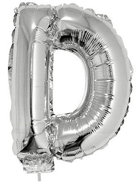 Buchstabenballon D Silber – FunnyFashion Folienballon 41 cm - Fasnacht24.ch