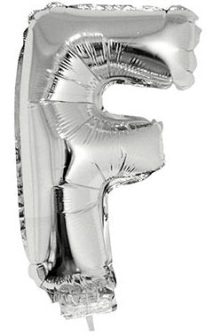 Buchstabenballon F Silber – FunnyFashion Folienballon 41 cm - Fasnacht24.ch