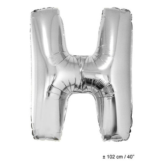 FunnyFashion Folienballon H Silber – 102cm Riesen Buchstabenballon - Fasnacht24.ch