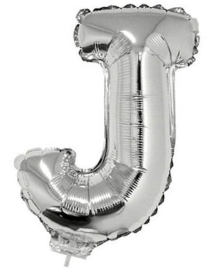 FunnyFashion Folienballon J Silber – 41cm Metallic Buchstabenballon - Fasnacht24.ch