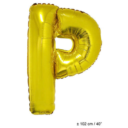 Buchstabenballon P Gold – FunnyFashion Folienballon 102 cm - Fasnacht24.ch