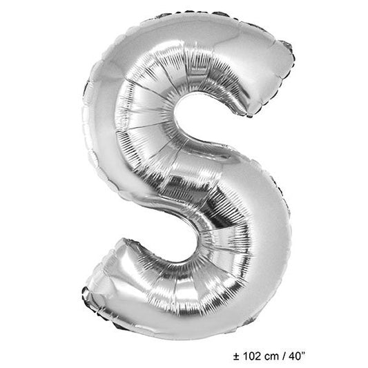 FunnyFashion Buchstabenballon S Silber – 102 cm Folienballon - Fasnacht24.ch