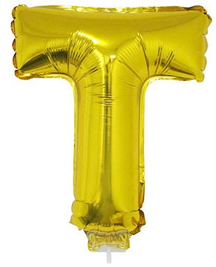 Buchstabenballon T Gold – FunnyFashion Folienballon 41 cm - Fasnacht24.ch