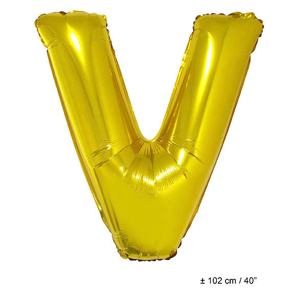 Folienballon Buchstabe V Gold – FunnyFashion 102 cm Riesenballon - Fasnacht24.ch