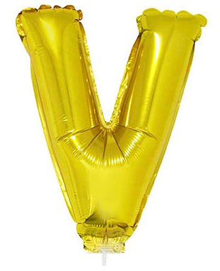 Buchstabenballon V Gold – FunnyFashion Folienballon 41 cm - Fasnacht24.ch