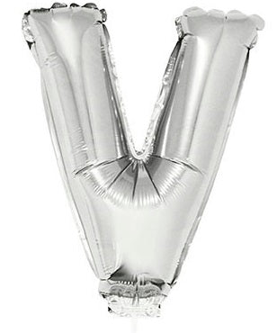 FunnyFashion Silber Folienballon Buchstabe V – 41cm Wiederverwendbar - Fasnacht24.ch