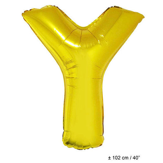 FunnyFashion Buchstabenballon Y Gold – 102 cm Folienballon - Fasnacht24.ch
