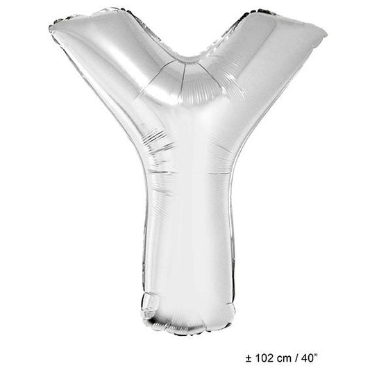 FunnyFashion Buchstabenballon Y Silber – 102 cm Folienballon - Fasnacht24.ch