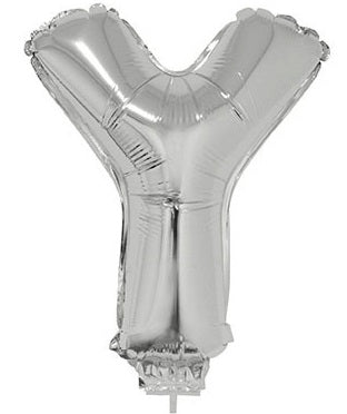 Buchstabenballon Y Silber – FunnyFashion 41 cm Folienballon - Fasnacht24.ch