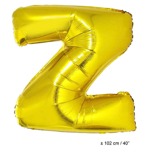 FunnyFashion Folienballon Buchstabe Z Gold 102 cm Riesiger Partyballon