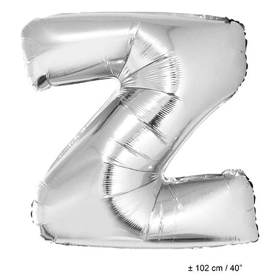 Folienballon Silber Buchstabe Z – FunnyFashion 102cm Riesenballon - Fasnacht24.ch