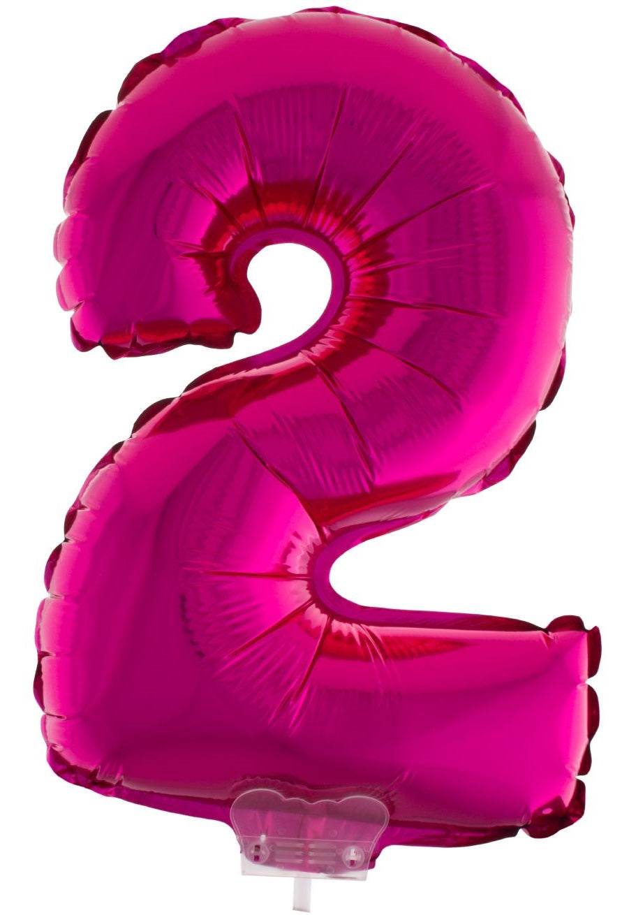 Folienballon Zahl 2 Pink – FunnyFashion – 41 cm Partydeko - Fasnacht24.ch