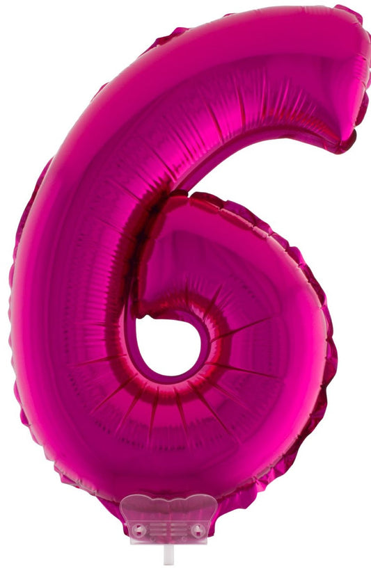 Folienballon Zahl 6 Pink – FunnyFashion 41cm Selbstsiegelnd - Fasnacht24.ch