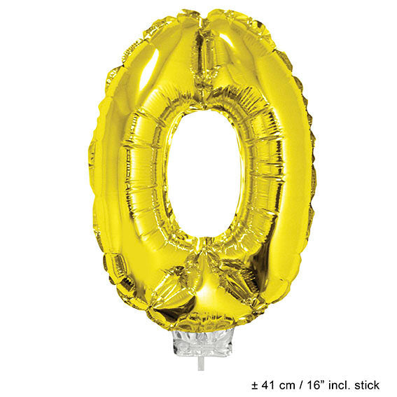 FunnyFashion Folienballon Zahl 0 Gold 41 cm Metallic Ballon Fasnacht24.ch