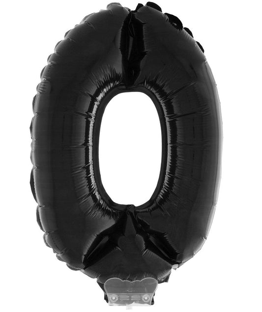 Zahlenballon 0 Schwarz – FunnyFashion 41 cm Folienballon - Fasnacht24.ch