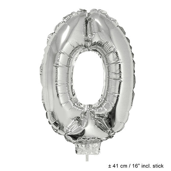 FunnyFashion Silber Folienballon Zahl 0 41 cm Partydeko Fasnacht24.ch