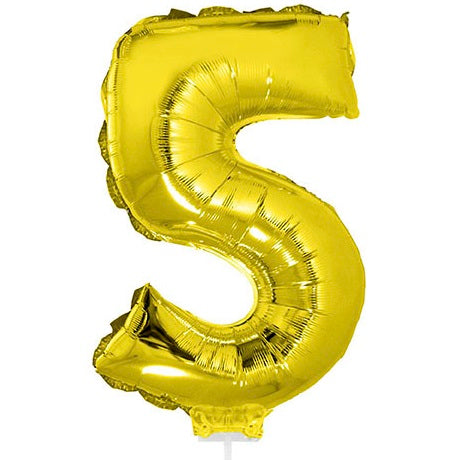 FunnyFashion Gold Folienballon Zahl 5 – 41 cm Partydeko - Fasnacht24.ch