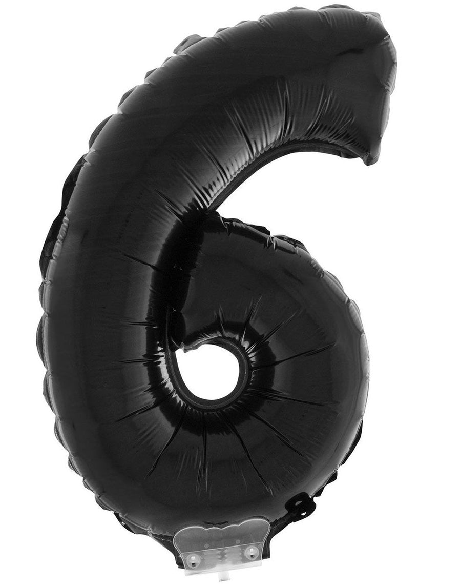 FunnyFashion Folienballon Zahl 6 – Schwarz, 41 cm Partydeko - Fasnacht24.ch