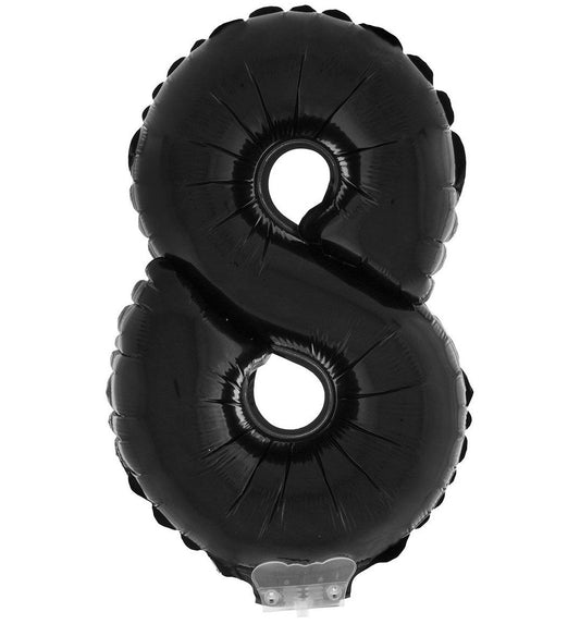 Folienballon Zahl 8 Schwarz – FunnyFashion 41 cm Geburtstag Deko - Fasnacht24.ch