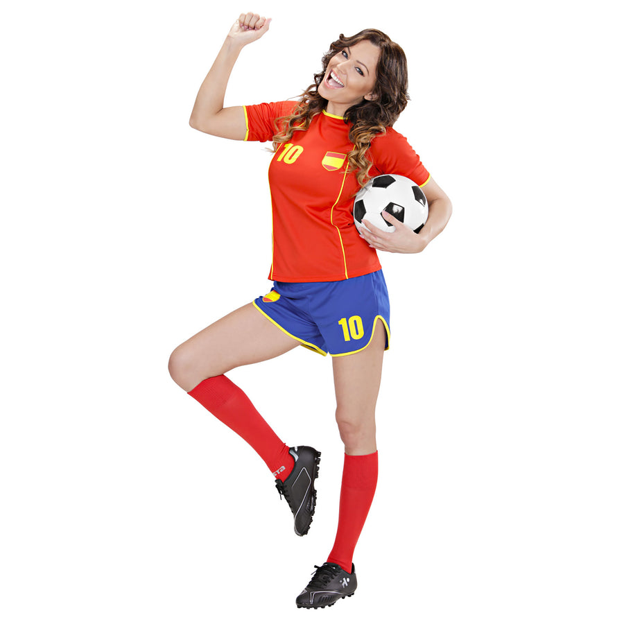 "FUSSBALLSPIELERIN SPANIEN" (T-Shirt, Shorts) – Detailansicht