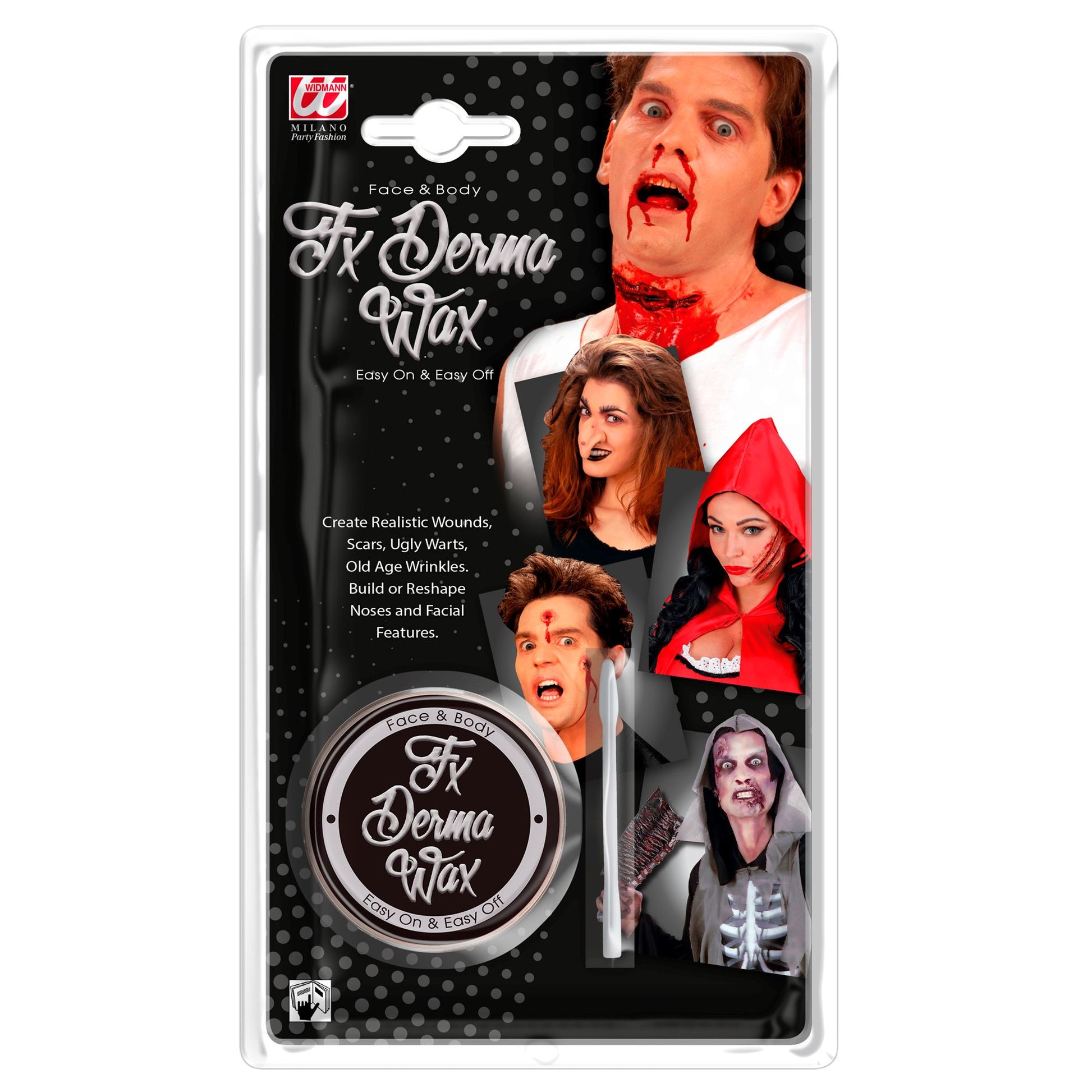 "FX DERMA WACHS SET IN CLAM SHELL VERPACKUNG" (Derma Wachs 25 g, Spatel) – Vorderansicht